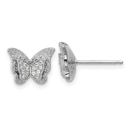 Sterlingsilber Cheryl M Rhodiniert Poliert Zirkonia Schmetterling Ohrstecker