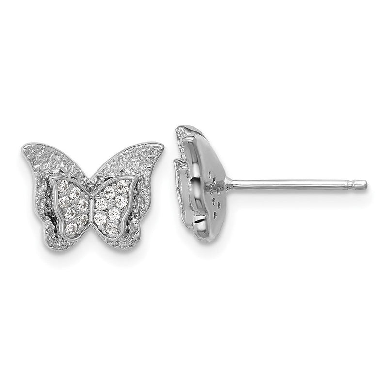 Sterlingsilber Cheryl M Rhodiniert Poliert Zirkonia Schmetterling Ohrstecker