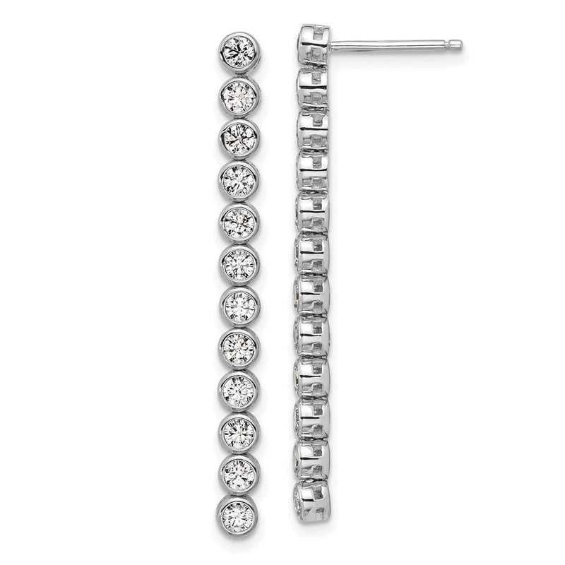 Sterlingsilber Cheryl M Rhodiniert Poliert Zargenfassung Set Zirkonia Stab Stecker Ohrhänger