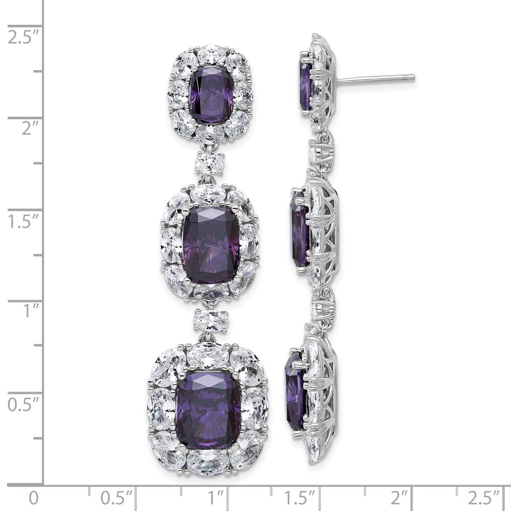 Sterlingsilber Cheryl M Rhodiniert Lila & Weiß Zirkonia Cluster Stecker Ohrhänger