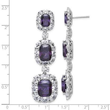 Sterlingsilber Cheryl M Rhodiniert Lila & Weiß Zirkonia Cluster Stecker Ohrhänger