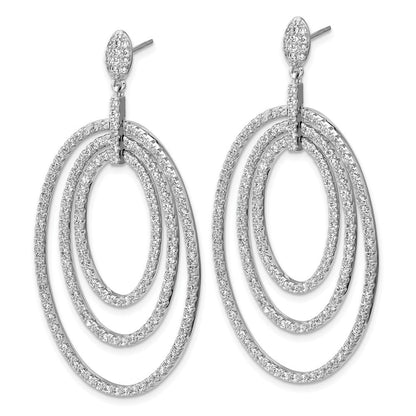 Sterlingsilber Cheryl M Rhodiniert Poliert Zirkonia Ovals Stecker Ohrhänger