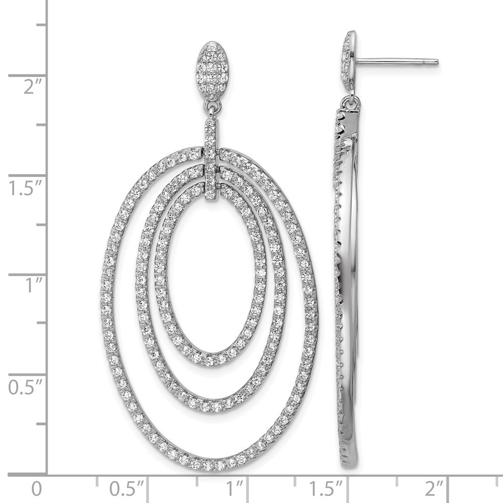 Sterlingsilber Cheryl M Rhodiniert Poliert Zirkonia Ovals Stecker Ohrhänger