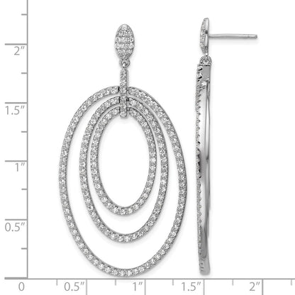 Sterlingsilber Cheryl M Rhodiniert Poliert Zirkonia Ovals Stecker Ohrhänger