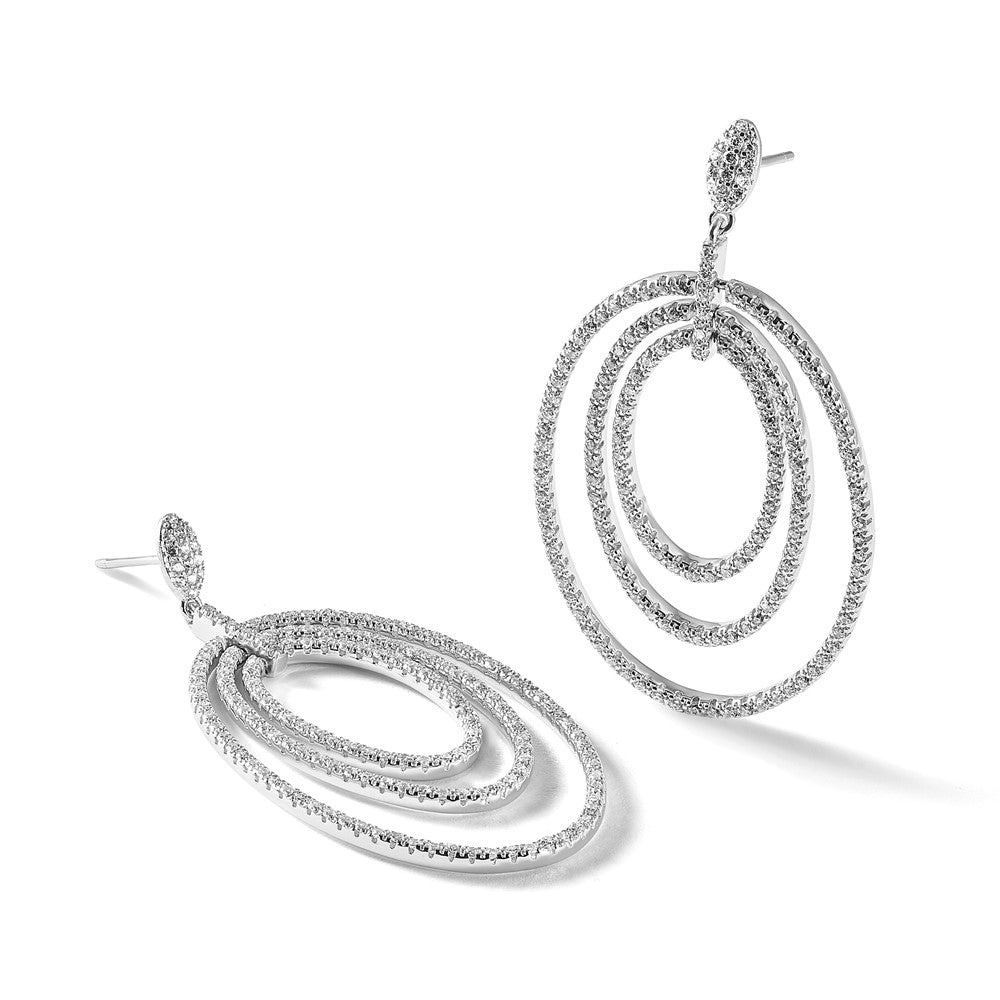 Sterlingsilber Cheryl M Rhodiniert Poliert Zirkonia Ovals Stecker Ohrhänger