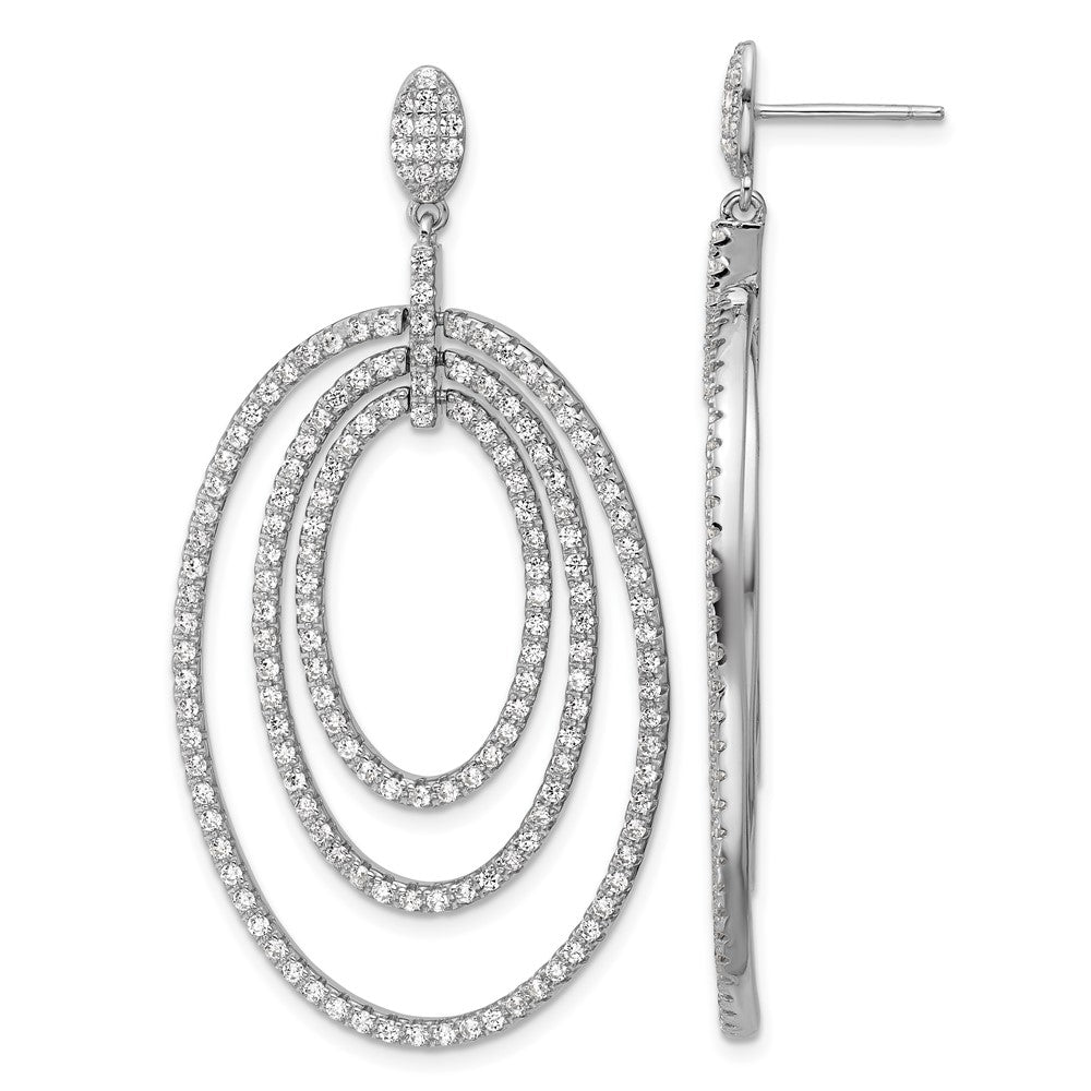Sterlingsilber Cheryl M Rhodiniert Poliert Zirkonia Ovals Stecker Ohrhänger