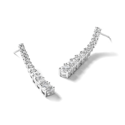 Sterlingsilber Cheryl M Rhodiniert Poliert Abgestuft Zirkonia Stecker Ohrhänger