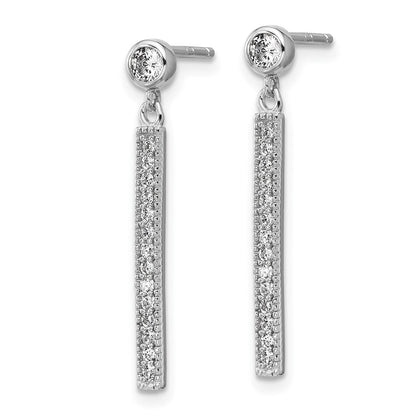 Sterlingsilber Cheryl M Rhodiniert Poliert Zirkonia Stab Stecker Ohrhänger