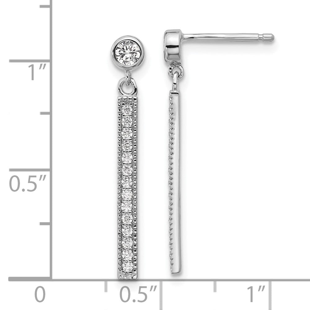 Sterlingsilber Cheryl M Rhodiniert Poliert Zirkonia Stab Stecker Ohrhänger