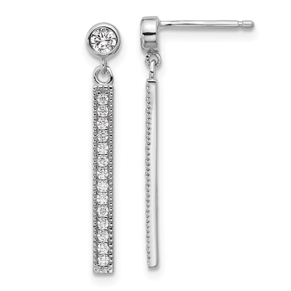 Sterlingsilber Cheryl M Rhodiniert Poliert Zirkonia Stab Stecker Ohrhänger
