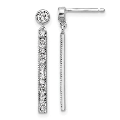 Sterlingsilber Cheryl M Rhodiniert Poliert Zirkonia Stab Stecker Ohrhänger