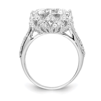 Sterlingsilber Cheryl M Rhodiniert Brillant-cut Rund Zirkonia Ring