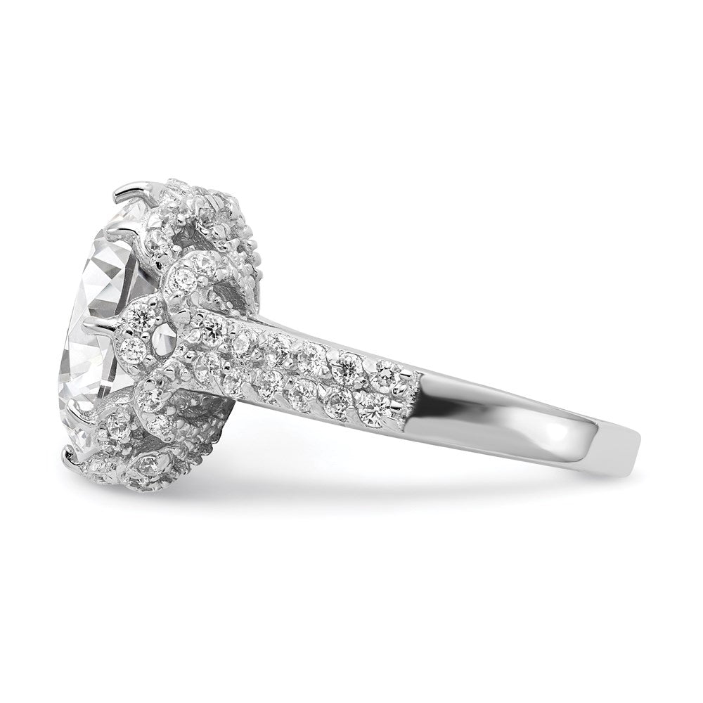 Sterlingsilber Cheryl M Rhodiniert Brillant-cut Rund Zirkonia Ring