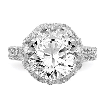 Sterlingsilber Cheryl M Rhodiniert Brillant-cut Rund Zirkonia Ring