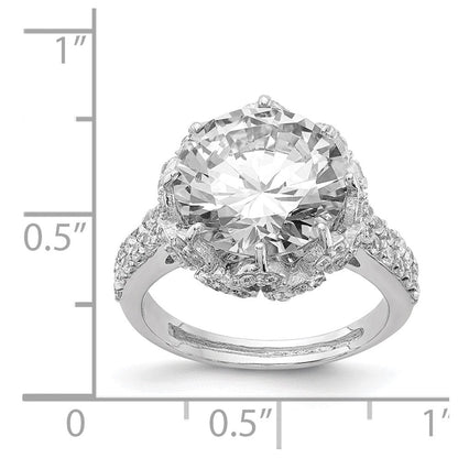 Sterlingsilber Cheryl M Rhodiniert Brillant-cut Rund Zirkonia Ring