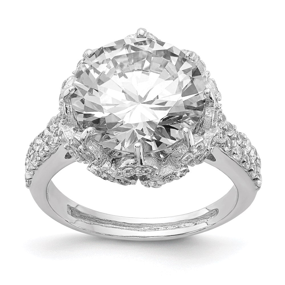 Sterlingsilber Cheryl M Rhodiniert Brillant-cut Rund Zirkonia Ring