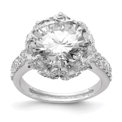 Sterlingsilber Cheryl M Rhodiniert Brillant-cut Rund Zirkonia Ring