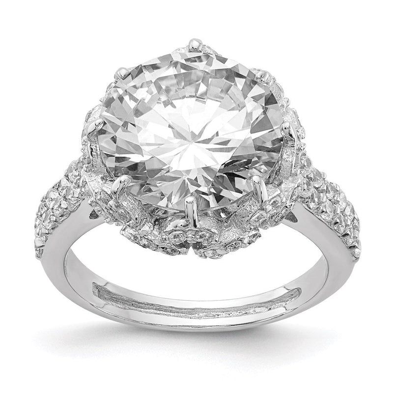Sterlingsilber Cheryl M Rhodiniert Brillant-cut Rund Zirkonia Ring