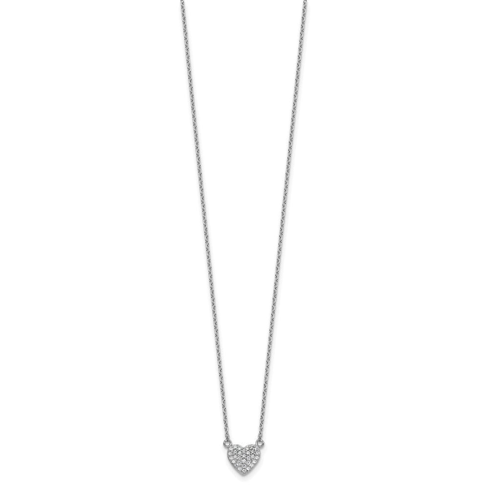 Sterlingsilber Cheryl M Rhodiniert Poliert Pavé Zirkonia Herz Halskette