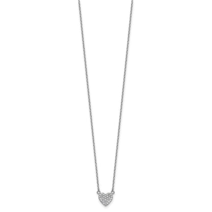 Sterlingsilber Cheryl M Rhodiniert Poliert Pavé Zirkonia Herz Halskette