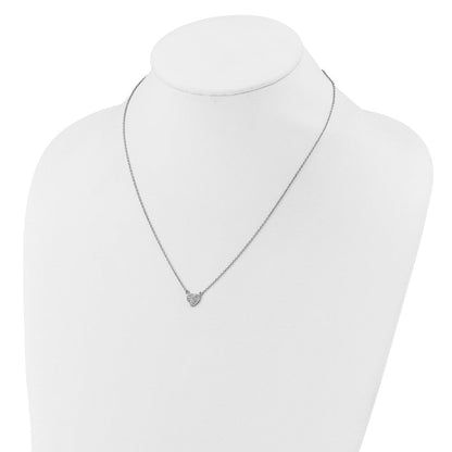 Sterlingsilber Cheryl M Rhodiniert Poliert Pavé Zirkonia Herz Halskette