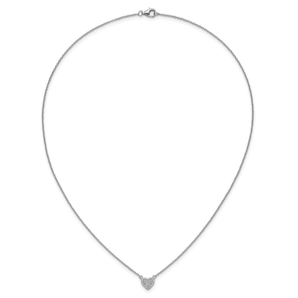 Sterlingsilber Cheryl M Rhodiniert Poliert Pavé Zirkonia Herz Halskette