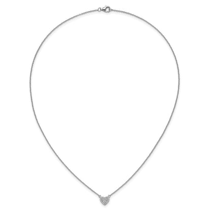 Sterlingsilber Cheryl M Rhodiniert Poliert Pavé Zirkonia Herz Halskette