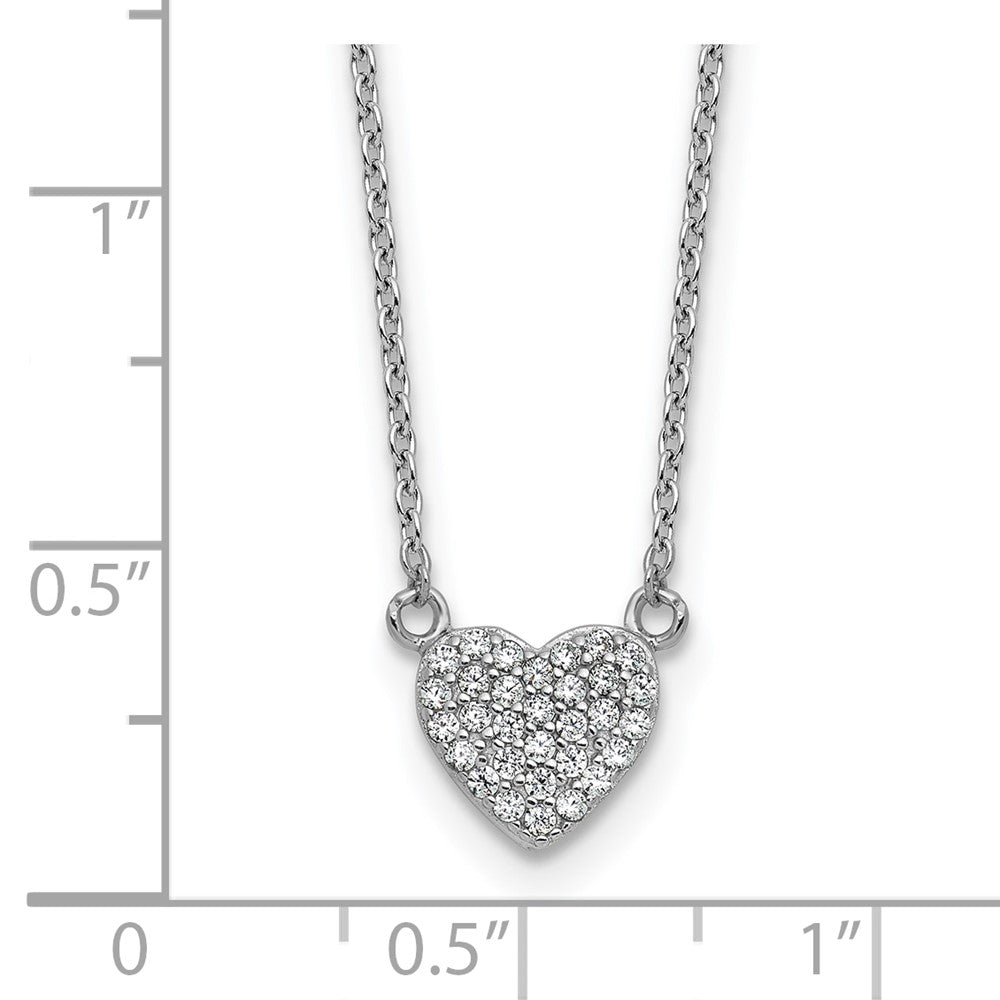 Sterlingsilber Cheryl M Rhodiniert Poliert Pavé Zirkonia Herz Halskette