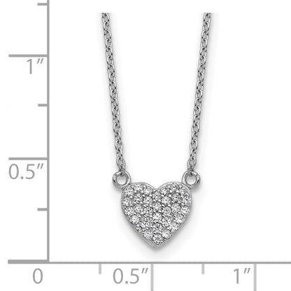 Sterlingsilber Cheryl M Rhodiniert Poliert Pavé Zirkonia Herz Halskette