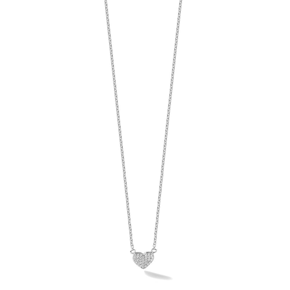 Sterlingsilber Cheryl M Rhodiniert Poliert Pavé Zirkonia Herz Halskette