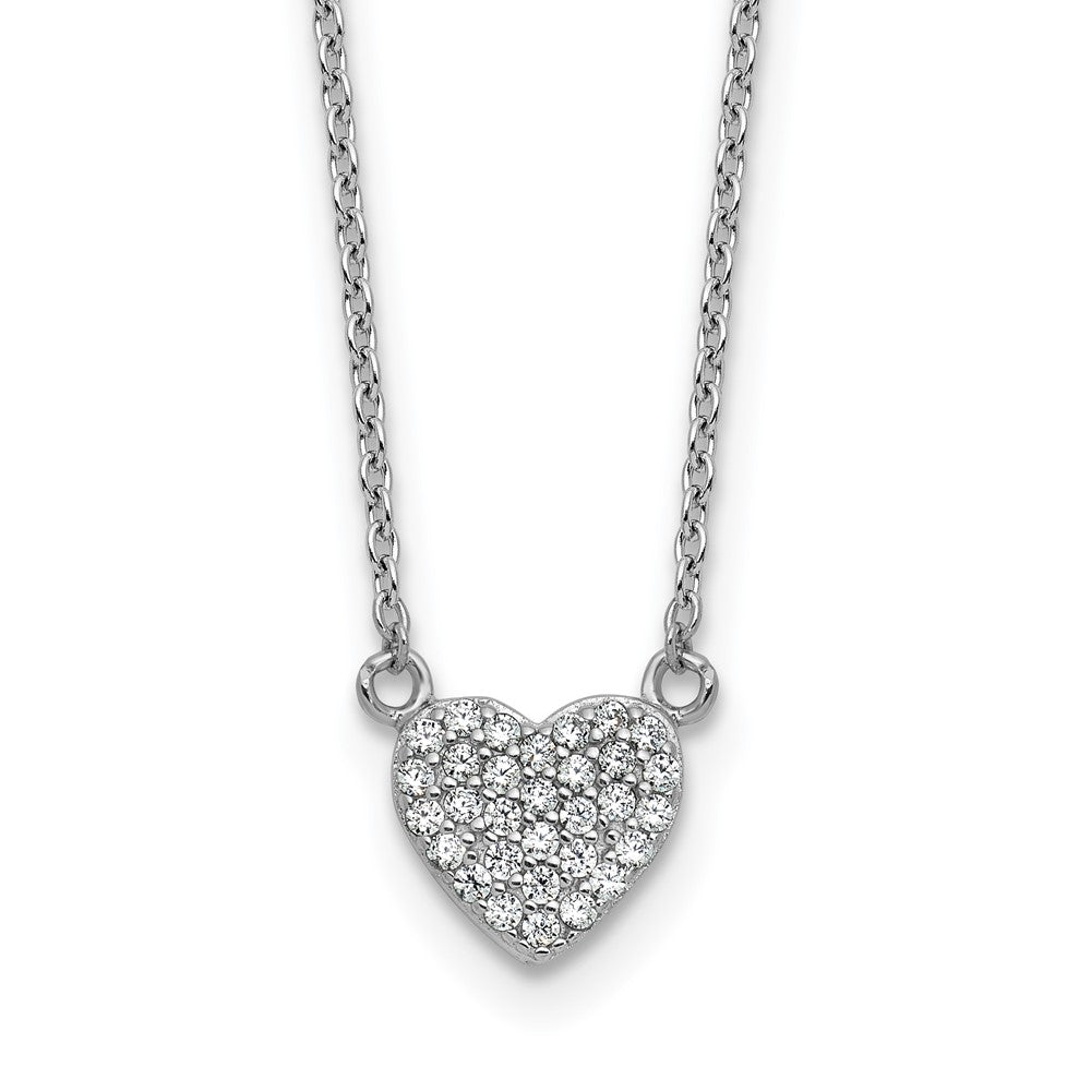 Sterlingsilber Cheryl M Rhodiniert Poliert Pavé Zirkonia Herz Halskette