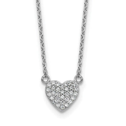 Sterlingsilber Cheryl M Rhodiniert Poliert Pavé Zirkonia Herz Halskette