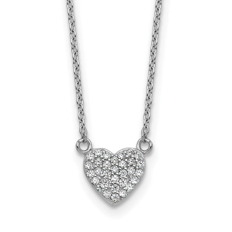 Sterlingsilber Cheryl M Rhodiniert Poliert Pavé Zirkonia Herz Halskette