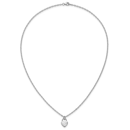 Sterlingsilber Cheryl M Rhodiniert Poliert Zirkonia Herz Schloss Halskette