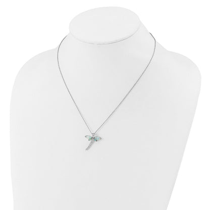 Sterlingsilber Cheryl M Rhodiniert Cr. Opal & Zirkonia Libelle mit 2 Zoll Verlängerung Halskette