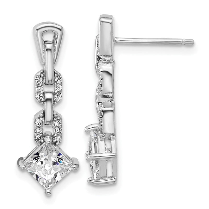 Sterlingsilber Cheryl M Rhodiniert Poliert Fantasie Zirkonia Glieder Stecker Ohrhänger