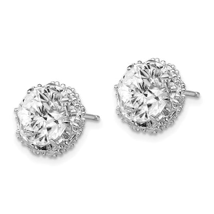 Sterlingsilber Cheryl M Rhodiniert Brillant-cut Zirkonia Rund Ohrstecker