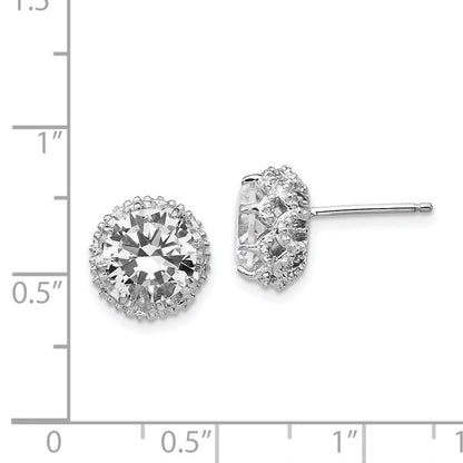 Sterlingsilber Cheryl M Rhodiniert Brillant-cut Zirkonia Rund Ohrstecker