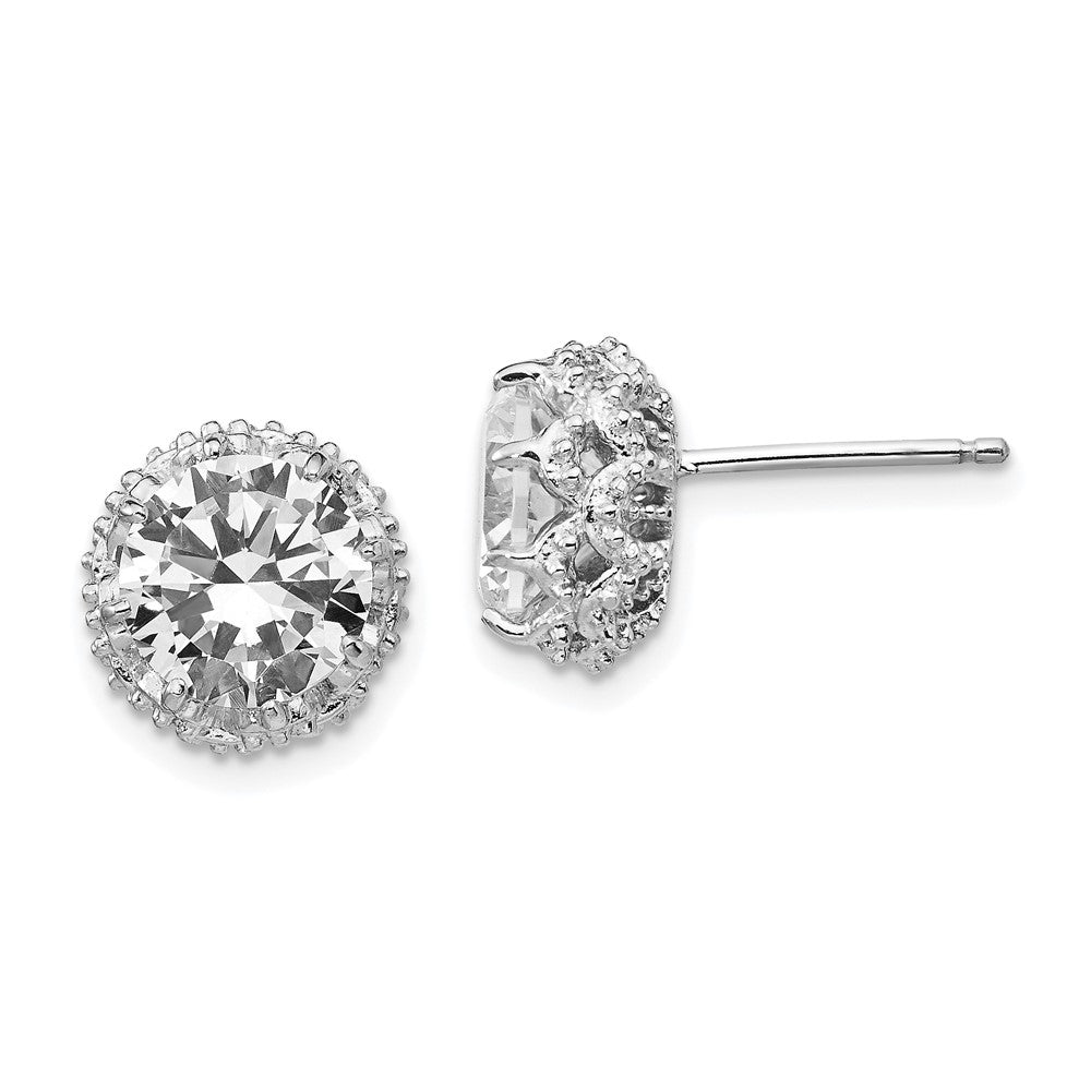 Sterlingsilber Cheryl M Rhodiniert Brillant-cut Zirkonia Rund Ohrstecker