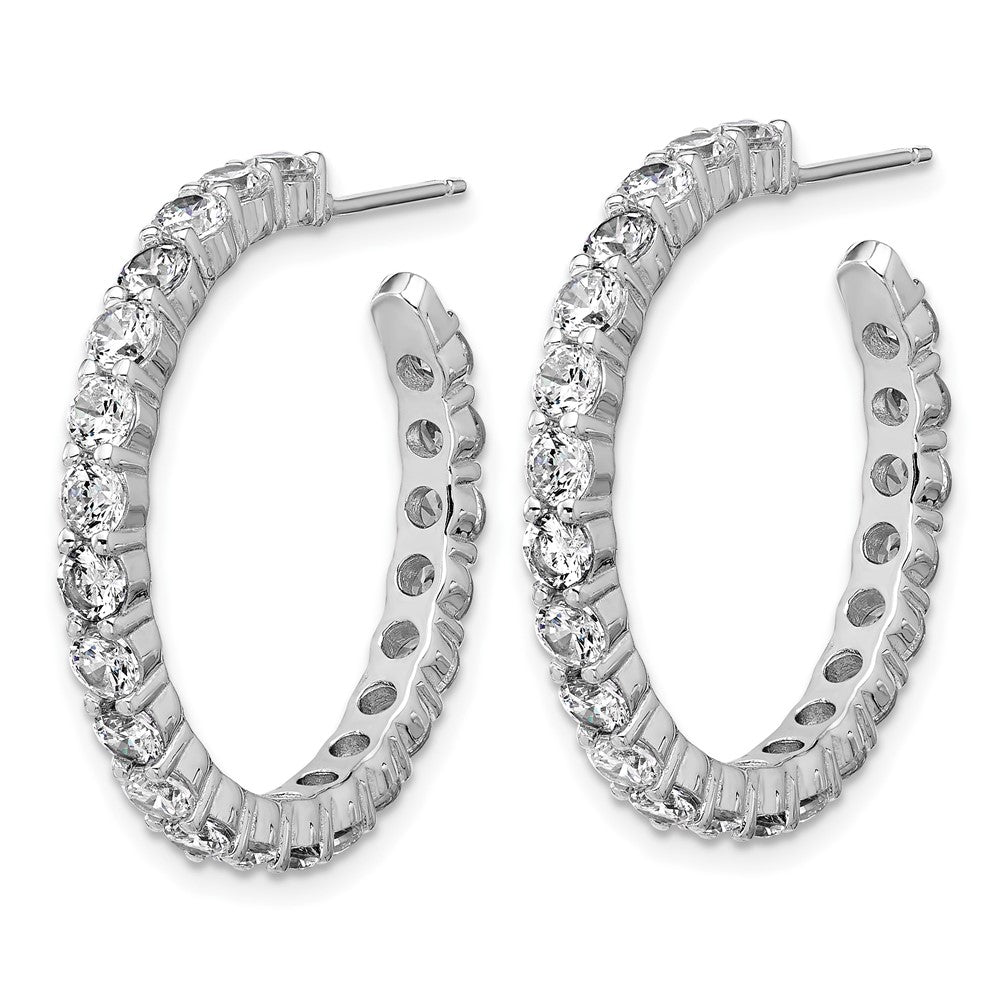 Sterlingsilber Cheryl M Rhodiniert Poliert Zirkonia Stecker C- Creolen