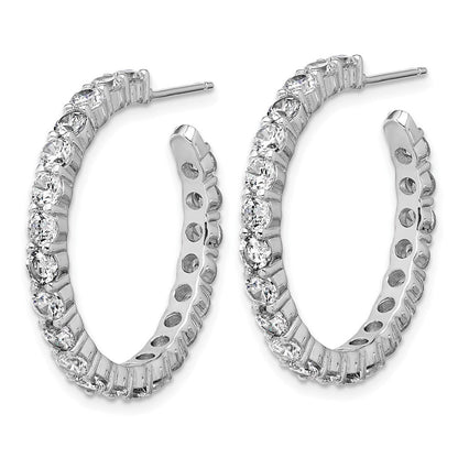 Sterlingsilber Cheryl M Rhodiniert Poliert Zirkonia Stecker C- Creolen