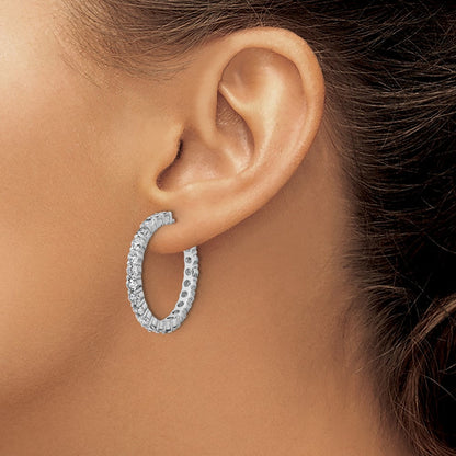 Sterlingsilber Cheryl M Rhodiniert Poliert Zirkonia Stecker C- Creolen