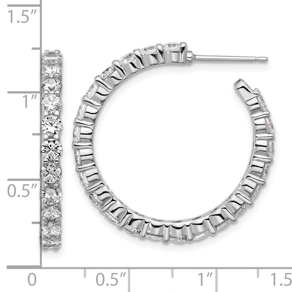 Sterlingsilber Cheryl M Rhodiniert Poliert Zirkonia Stecker C- Creolen