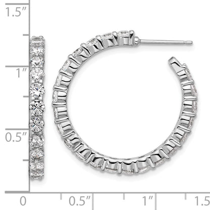 Sterlingsilber Cheryl M Rhodiniert Poliert Zirkonia Stecker C- Creolen