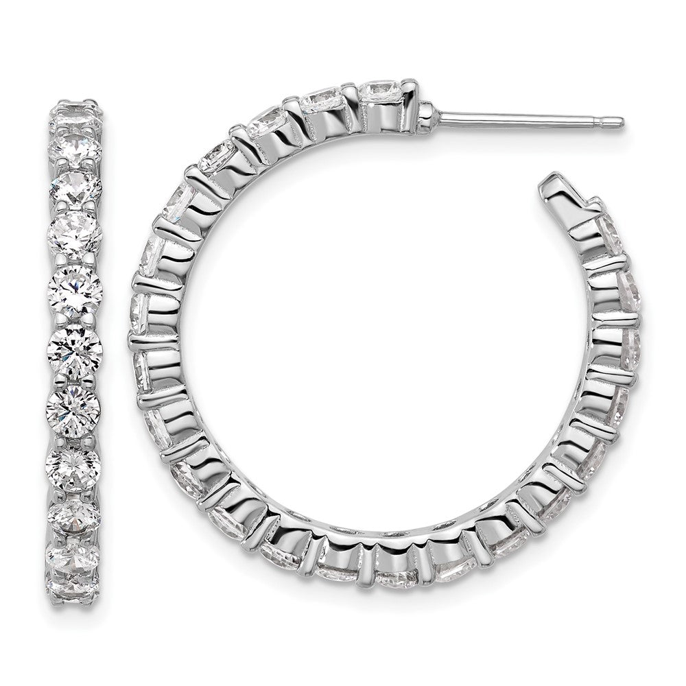 Sterlingsilber Cheryl M Rhodiniert Poliert Zirkonia Stecker C- Creolen