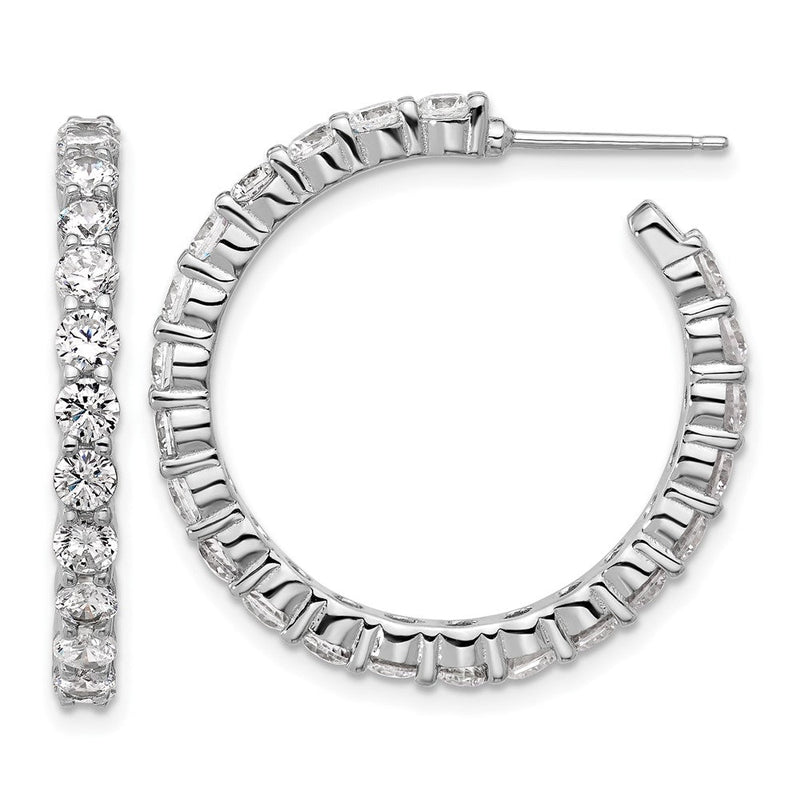 Sterlingsilber Cheryl M Rhodiniert Poliert Zirkonia Stecker C- Creolen