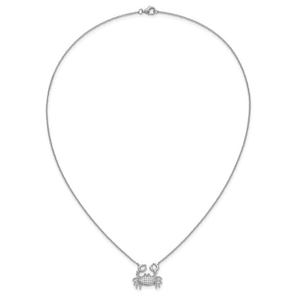 Sterlingsilber Cheryl M Rhodiniert Poliert Zirkonia Krabbe Halskette