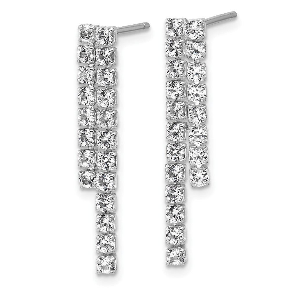 Sterlingsilber Cheryl M Rhodiniert Poliert 2-row Zirkonia Stecker Ohrhänger