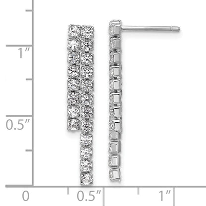 Sterlingsilber Cheryl M Rhodiniert Poliert 2-row Zirkonia Stecker Ohrhänger