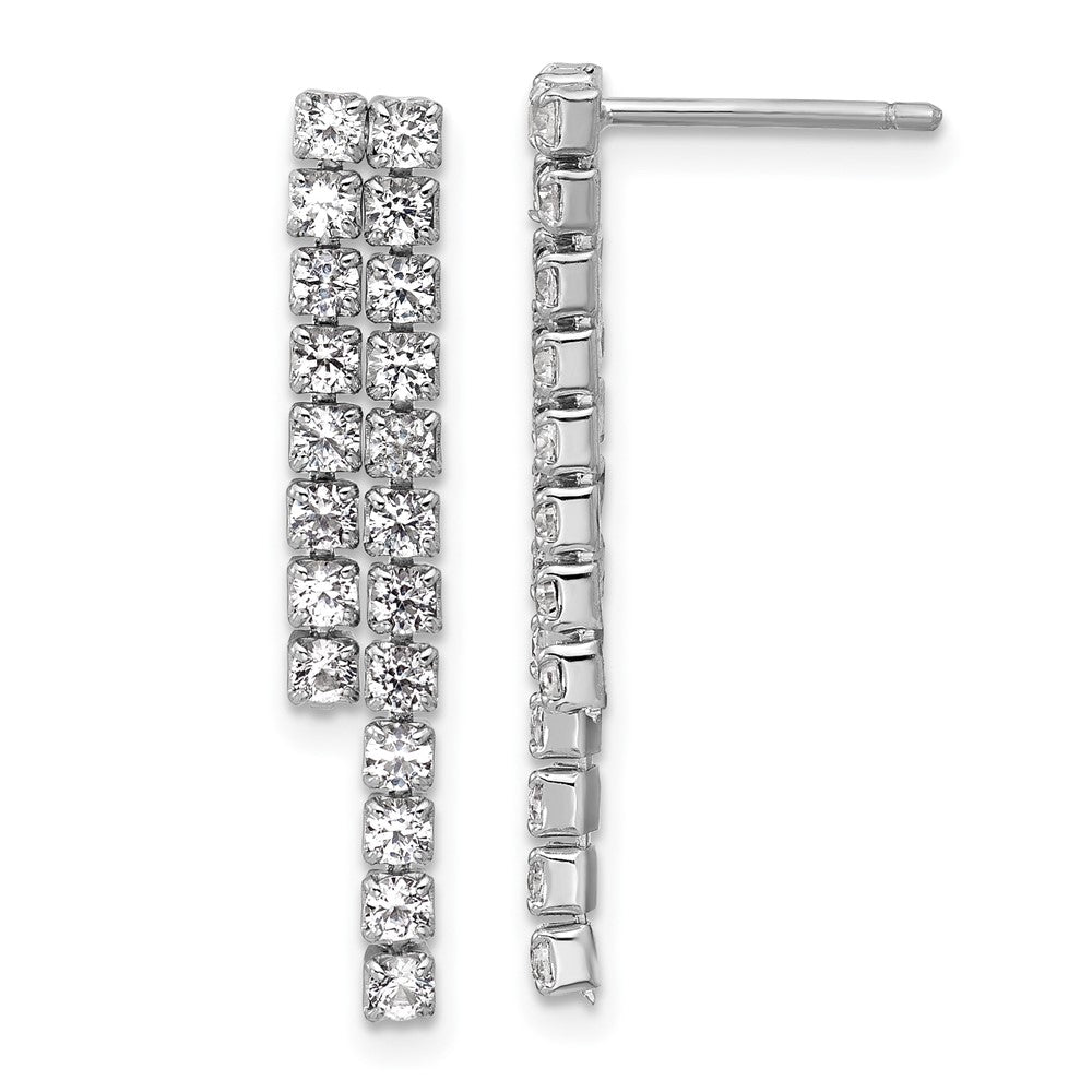 Sterlingsilber Cheryl M Rhodiniert Poliert 2-row Zirkonia Stecker Ohrhänger